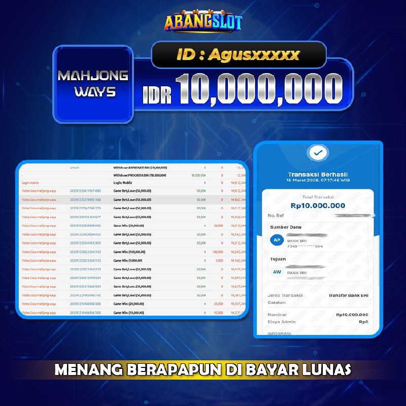 ABANGSLOT - JACKPOT SEBESAR RP.10,000,000,- DI GAME MAHJONG WAYS 1
