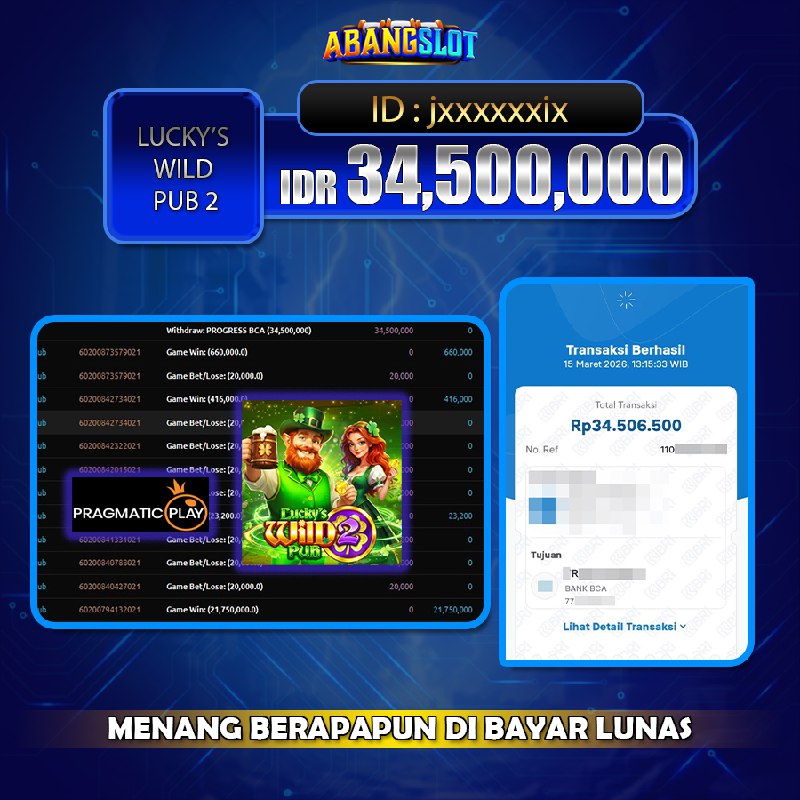 ABANGSLOT - JACKPOT DI SEBESAR RP.34,500,000,- DI GAME Lucy's Wild Pub 2 
